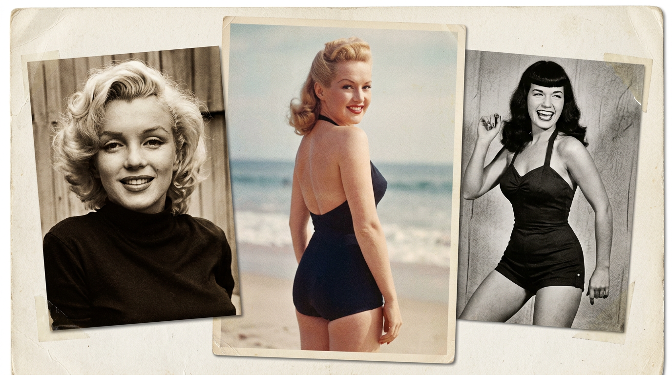 Collage des icônes pin-up comme Marilyn Monroe et Betty Grable