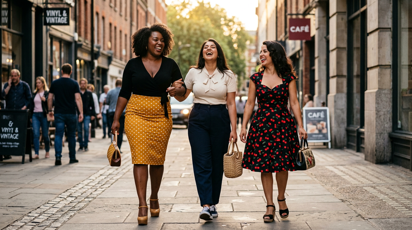Groupe de femmes modernes et diverses adoptant le style pin-up