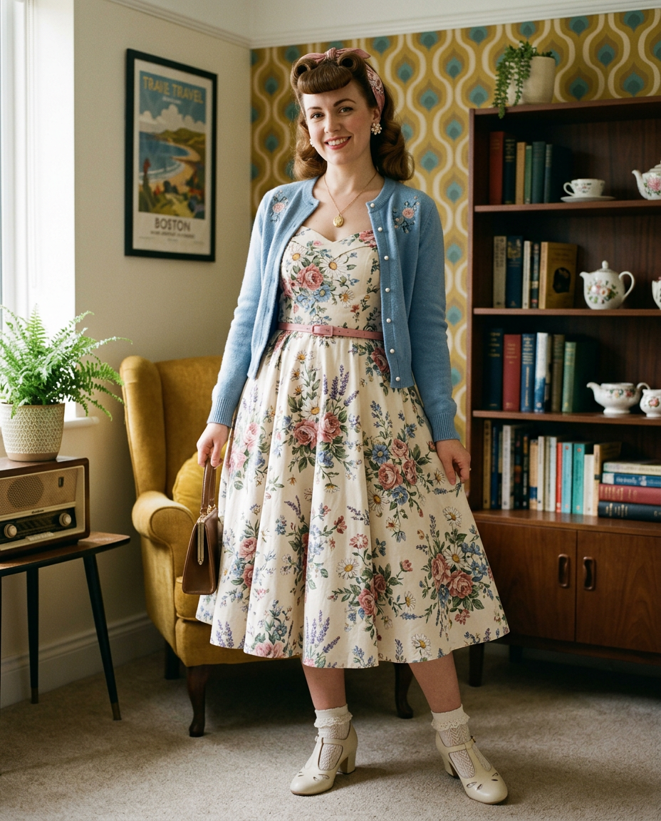 Mannequin portant une tenue complète de la collection pin-up de Louise Vintage.